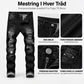 Herrerevete, smale, slitte jeans i denim