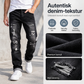 Herrerevete, smale, slitte jeans i denim