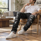 Herrerevete, smale, slitte jeans i denim