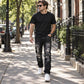Herrerevete, smale, slitte jeans i denim
