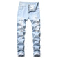 Herrerevete, smale, slitte jeans i denim