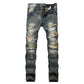 Herrerevete, smale, slitte jeans i denim