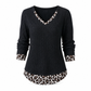 Faux-strikket genser i to lag, uformell pullover
