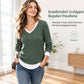 Faux-strikket genser i to lag, uformell pullover