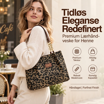 Retro leopardmønstret totebag for kvinner