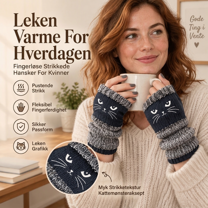 Vintervarme Halvfingerstrikkehansker