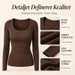 Ribbsittende langt ermet square neck topp for kvinner