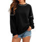 Løs fritids-sweatshirt med rund hals for kvinner
