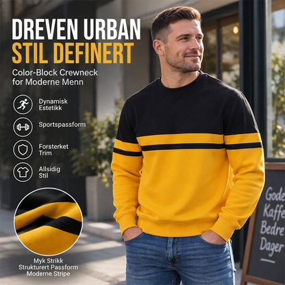 Herre, casual crewneck genser med fargeblokkering