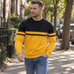 Herre, casual crewneck genser med fargeblokkering