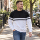 Herre, casual crewneck genser med fargeblokkering