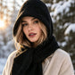 🧣 50 % RABATT ❄️ 2-i-1 strikket hette og skjerf for kvinner – varm, myk & vindtett vinterstil