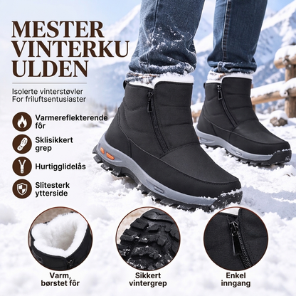 Vinterstøvler til herre, vannavstøtende med pelskant