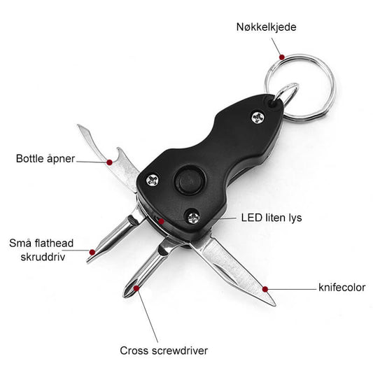 Multifunksjonelt Nøkkelringverktøy