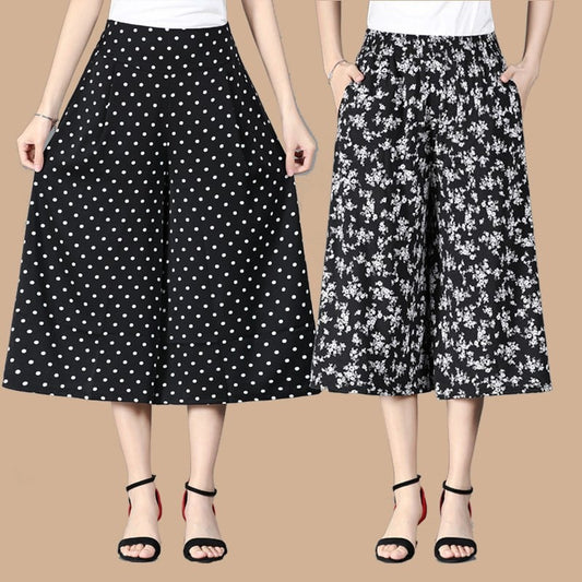 Kvinner Høy Elastisk Midje Plissert Chiffon Vid Bein Culottes