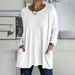 Løstsittende t-skjorte med lange ermer og rund hals for kvinner