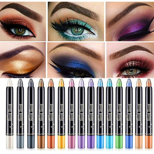 🔥 15 farger Highlighter øyenskyggeblyant Vanntett glitterøyenskygge Eyeliner Pen