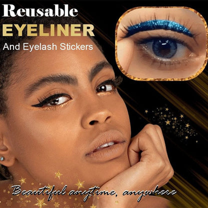 Gjenbrukbare selvklebende eyeliner- og vippeklistremerker med glitter