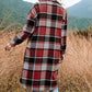 Varm tweedfrakk med rutete mønster og lange ermer til kvinner